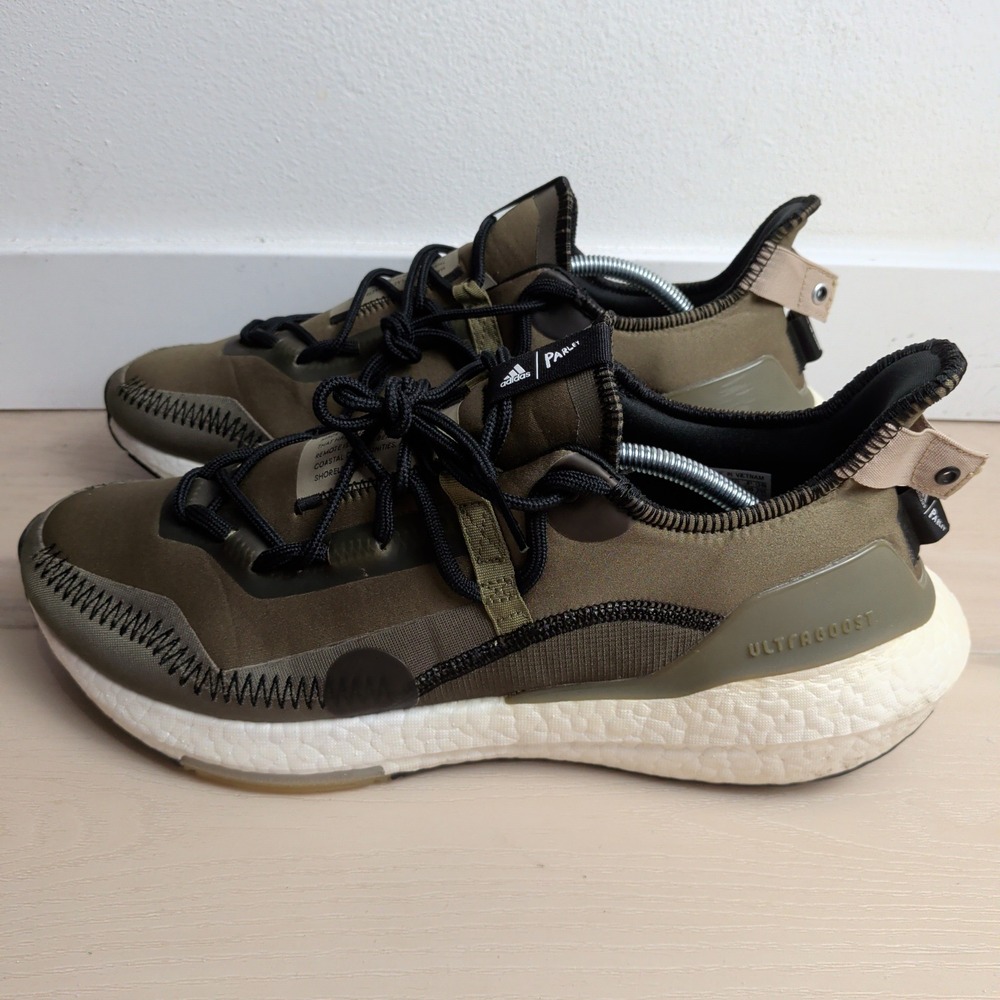 Adidas x Parley Ultraboost 21 Mens 13 Focus Olive Black Running Shoes Sneakers